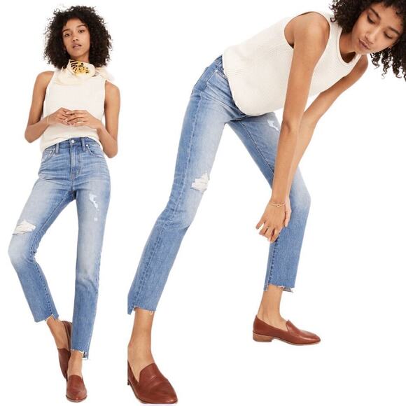 Madewell The High-Rise Slim Boyjean in Lita Wash: Step-Hem Edition Size 29 - Picture 1 of 11